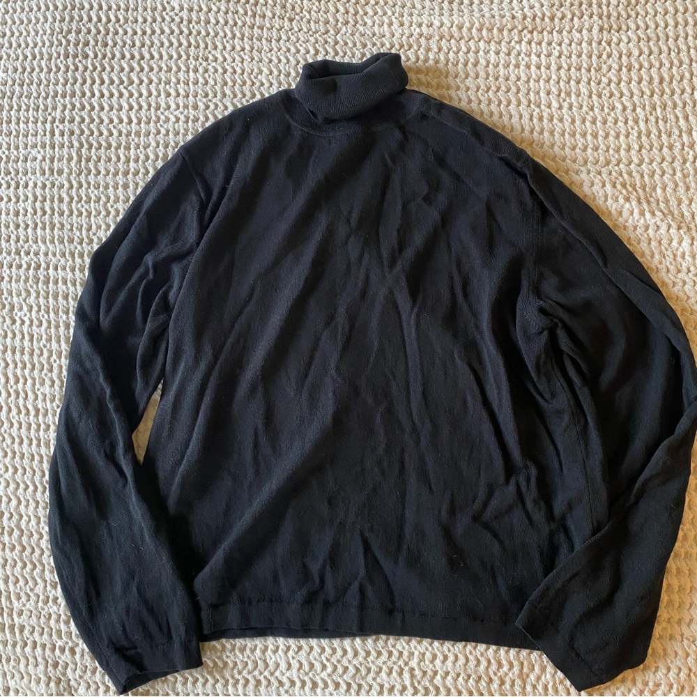 Lord & Taylor Merino Wool Black Turtleneck Sweater Women’s XL